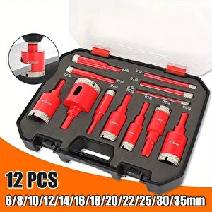 Elmaslı kuru Delme Matkap ucu  keskin ve dayanıklı granit mermer cam seramik karo için 12 Prçalı Çantalı Set.