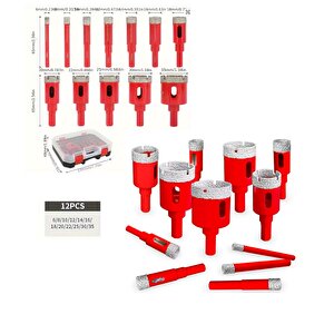 Elmaslı kuru Delme Matkap ucu  keskin ve dayanıklı granit mermer cam seramik karo için 12 Prçalı Çantalı Set.