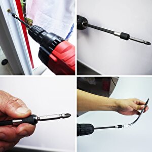 Hızlı Uç Tutucu 1/4 " 3 Parça Altıgen Şaft Manyetik Uç Tutucu Esnek Uzatma 10 Parça Tornavida Uc Set