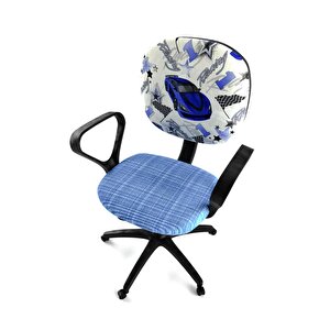 Çocuk Odası Ders Çalışma Ofis Koltuğu Amortisörlü Tekerlekli Faaliyet Bilgisayar Sandalyesi mavi araba