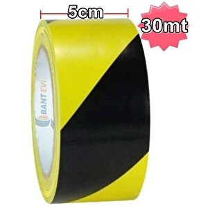Yer İşaretleme Bandı Sarı Siyah 5cmx30m Sarı-siyah Zemin Yer İşaretleme İkaz Bantı 50mm