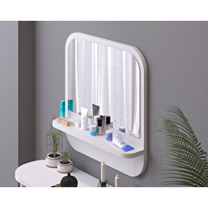 45 Cm Kare Raflı Beyaz  Antre Hol Koridor Duvar Salon Mutfak Banyo Ofis Makyaj Aynası