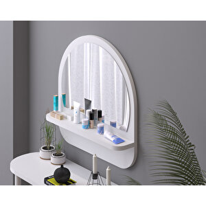 58 Cm Oval Raflı Beyaz  Antre Hol Koridor Duvar Salon Mutfak Banyo Ofis Makyaj Aynası