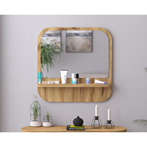 58 Cm Kare Raflı Safir Meşe Antre Hol Koridor Duvar Salon Mutfak Banyo Ofis Makyaj Aynası