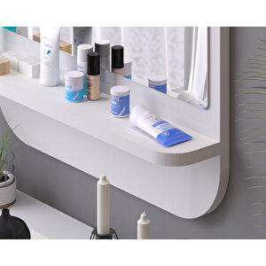58 Cm Kare Raflı Beyaz  Antre Hol Koridor Duvar Salon Mutfak Banyo Ofis Makyaj Aynası