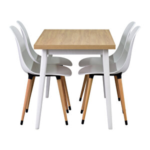 Vilinze Eames Sandalye Avanos  Ahşap Mdf Mutfak Masası Takımı - 70x120 Cm