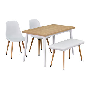Vilinze Eames Sandalye-bank Avanos  Ahşap Mdf Mutfak Masası Takımı - 70x120 Cm