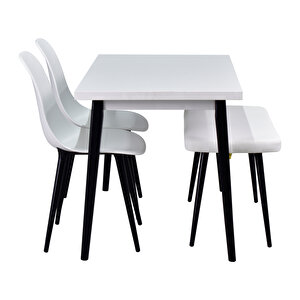 Vilinze Eames Sandalye-bank Avanos  Ahşap Mdf Mutfak Masası Takımı - 70x120 Cm