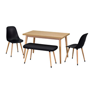 Vilinze Eames Sandalye-bank Avanos  Ahşap Mdf Mutfak Masası Takımı - 70x120 Cm