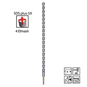 Sds Plus-5x 22 X 600 Mm Dört Elmaslı Matkap Ucu 2608836646