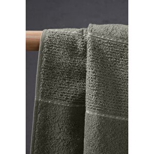 Carmine Set Olive - Ekstra Yumusak, Modern %100 Pamuk 50x90cm & 70x140cm. Banyo Havlu Seti