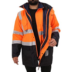 Kkdavm Bestguard İşçi̇ Parkasi Yüksek Görünümlü 5+1 Parka - Çok Kullanişli Ceket Mont Parka