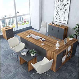 Oliver 5'li Ofis Takımı Model 4 Ceviz Füme Montaj Dahil