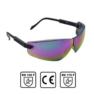 İş Güvenlik Gözlüğü Koruyucu Silikon Çapak Gözlük S300 Gökkuşağı