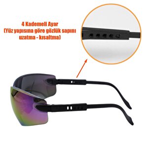 İş Güvenlik Gözlüğü Koruyucu Silikon Çapak Gözlük S300 Gökkuşağı