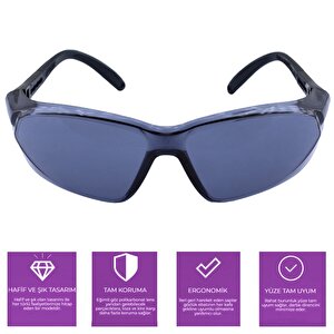 İş Güvenlik Gözlüğü Uv Koruyucu Gözlük Çapak Koruyucu S900 Füme