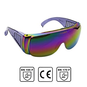 İş Güvenlik Gözlüğü Çapak Koruyucu Gözlük S700 Aynalı Gökkuşağı
