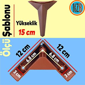 Mobilya Kanepe Sehpa Tv Ünitesi Koltuk Ayağı 15 Cm Kahverengi Baza Ayak