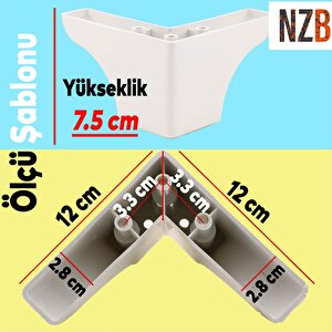 Lüks Mobilya Kanepe Sehpa Tv Ünitesi Koltuk Ayağı 7.5 Cm Beyaz Baza Ayak