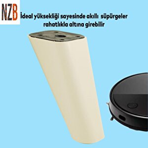 Lüks Mobilya Kanepe Sehpa Tv Ünitesi Koltuk Ayağı 12 Cm Krem Oval Baza Ayak