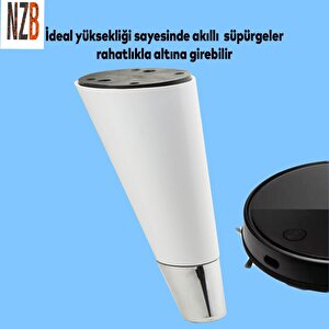 Lüks Mobilya Kanepe Sehpa Tv Ünitesi Koltuk Ayağı 12 Cm Beyaz Krom Ayak
