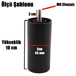 Gizli Mobilya Kanepe Sehpa Tv Ünitesi Koltuk Orta Destek Ayağı 10 Cm Siyah Baza Ayak