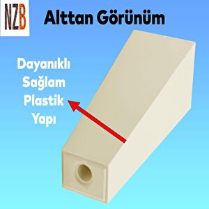 Lüks Mobilya Kanepe Sehpa Tv Ünitesi Koltuk Ayağı 12 Cm Krem Köşeli Baza Ayak