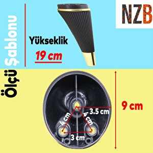 Lüks Mobilya Kanepe Sehpa Tv Ünitesi Koltuk Ayağı 19 Cm Siyah Gold Baza Ayak