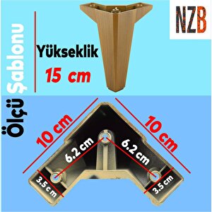 Lüks Mobilya Kanepe Sehpa Tv Ünitesi Koltuk Ayağı 15 Cm Ahşap Desenli Kahverengi Baza Ayak