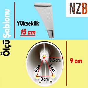 Lüks Mobilya Kanepe Sehpa Tv Ünitesi Koltuk Ayağı 15 Cm Beyaz Krom Baza Ayak