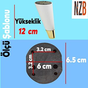Lüks Mobilya Kanepe Sehpa Tv Ünitesi Koltuk Ayağı 12 Cm Beyaz Altın Ayak
