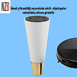 Lüks Mobilya Kanepe Sehpa Tv Ünitesi Koltuk Ayağı 12 Cm Beyaz Altın Ayak