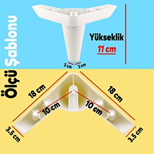 Lüks Mobilya Kanepe Sehpa Tv Ünitesi Koltuk Ayağı 11 Cm Beyaz Baza Ayak