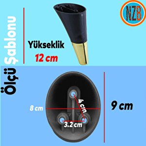 Mobilya Kanepe Çekyat Sehpa Tv Ünitesi Baza Koltuk Ayağı Siyah Gold Renk 12 Cm Ayak