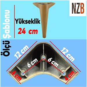 Lüks Mobilya Kanepe Sehpa Tv Ünitesi Koltuk Ayağı 24 Cm Açık Kahverengi Desenli Baza Ayak