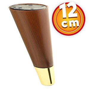 Lüks Mobilya Sehpa Tv Ünitesi Koltuk Ayağı 12 Cm Kahverengi Ahşap Desenli Gold Ayak