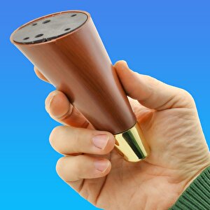 Lüks Mobilya Sehpa Tv Ünitesi Koltuk Ayağı 12 Cm Kahverengi Ahşap Desenli Gold Ayak