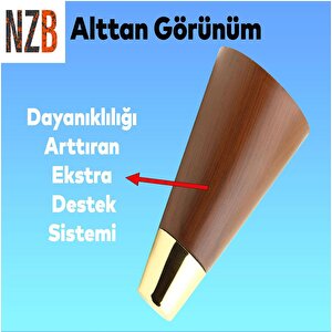 Lüks Mobilya Sehpa Tv Ünitesi Koltuk Ayağı 12 Cm Kahverengi Ahşap Desenli Gold Ayak