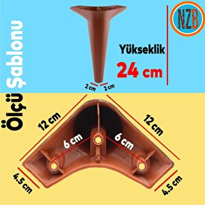 Mobilya Kanepe Yatak Puf Sehpa Tv Ünitesi Çekyat Koltuk Ayağı 24 Cm Kahverengi Baza Ayak