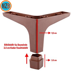 Mobilya Kanepe Çekyat Sehpa Tv Ünitesi Koltuk Ayağı 12 Cm Ceviz Baza Ayak