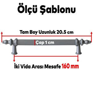 Çekmece Banyo Mutfak Dolap Kapak Kulpu Kulbu 160 Mm Gri Sert Plastik Kulp