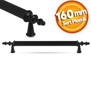 Mobilya Çekmece Mutfak Dolap Kapak Kulpu Kulbu 160 Mm Siyah Sert Plastik Kulp (5 Adet)