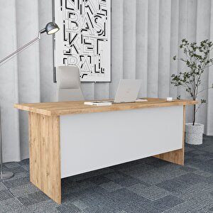 Padova 5'li Ofis Takımı Model 3 Çam Beyaz Montaj Dahil