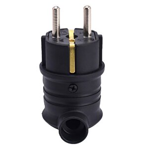 Monofaze Kauçuk İç Dış Mekan Dayanıklı Kablo Bahçe Korunaklı Erkek Eğik Fiş Siyah