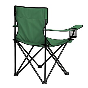 Katlanır Kamp Piknik Sandalyesi - Bardaklıklı - (dy.001) - Haki - Taşıma Çantalı