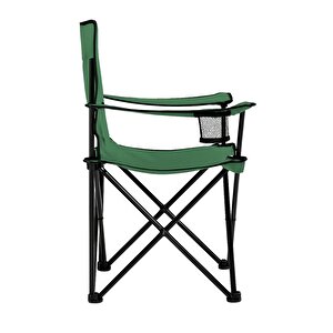 Katlanır Kamp Piknik Sandalyesi - Bardaklıklı - (dy.001) - Haki - Taşıma Çantalı
