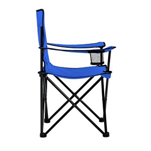 Katlanır Kamp Piknik Sandalyesi - Bardaklıklı - (dy.001) - Mavi - Taşıma Çantalı
