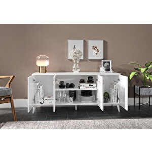 Sigma Çok Amaçlı Beyaz Mdf Konsol - Tamamı 1. Kalite Mdf