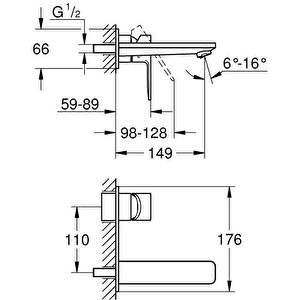 Lineare İki Delikli Lavabo Bataryası M-boyut - 19409al1