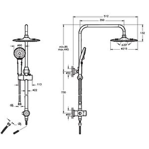 Artema 3c Duş Kolonu A45786 + Win S Banyo+lavabo+eviye Batarya Seti